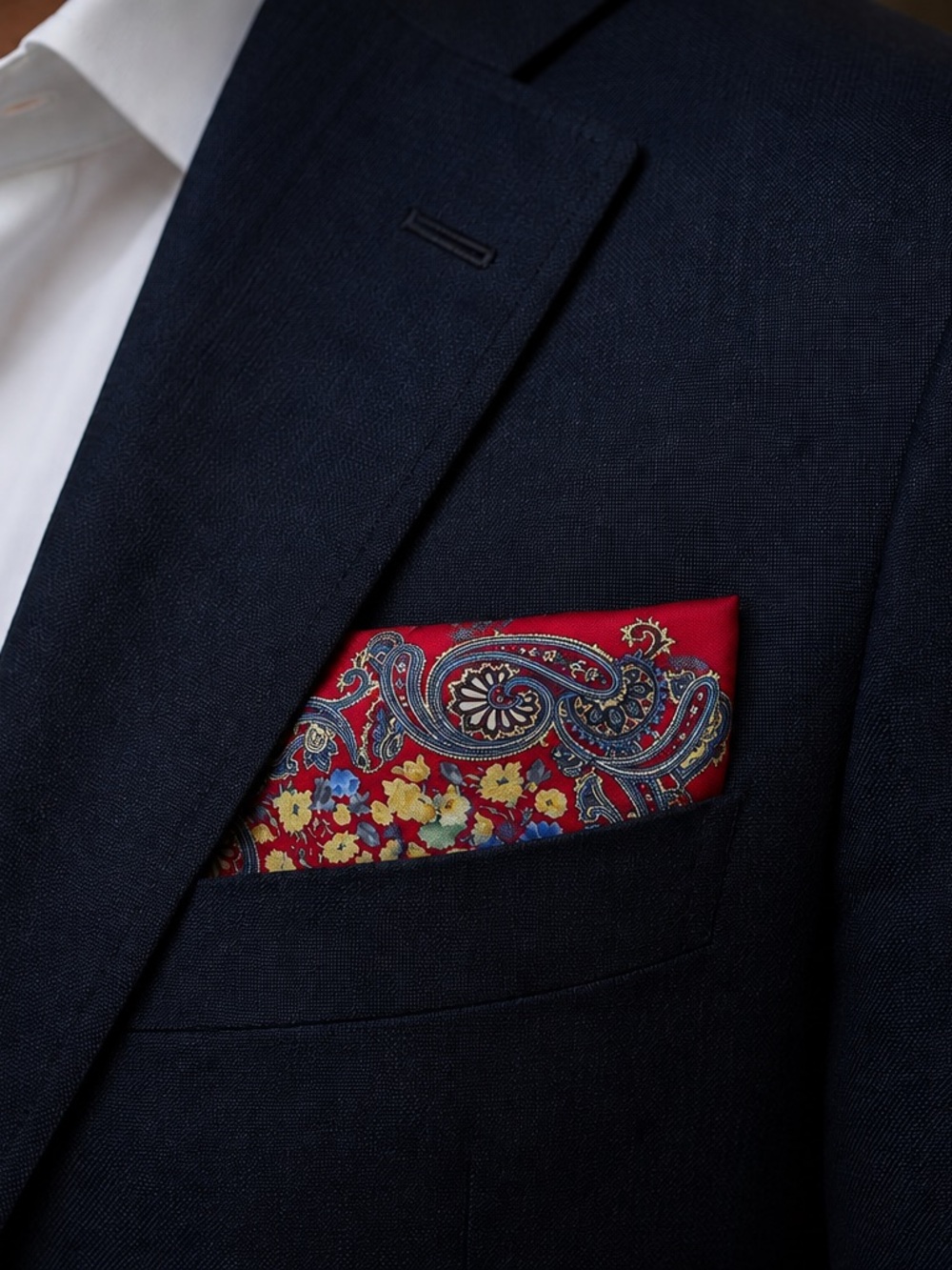 Dion Silk Men’s Red Blue Yellow Grey Green Floral Paisley Pocket Square Office